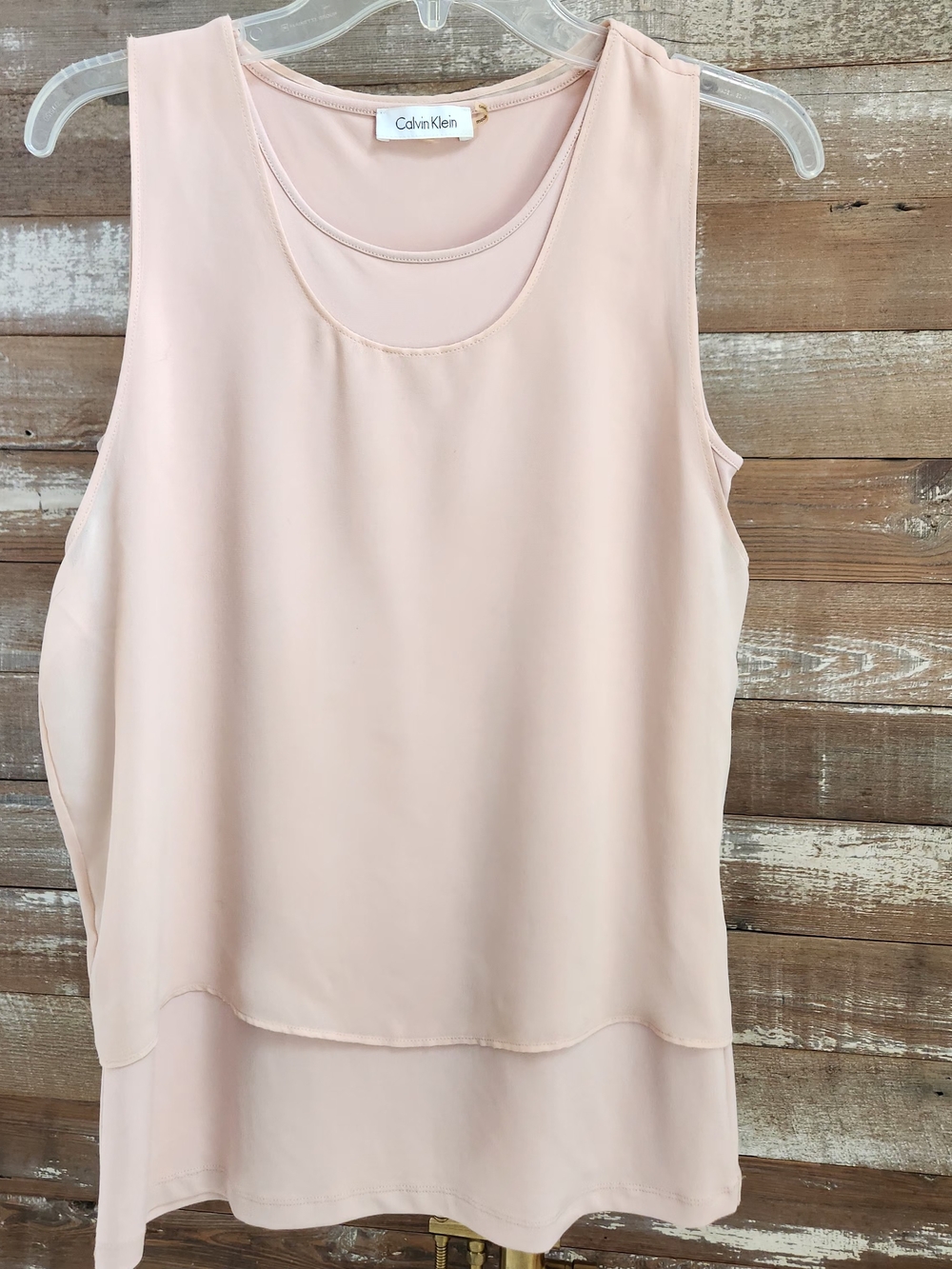 Calvin Klein Layered Sleeveless Tank Top in Pale Blush
